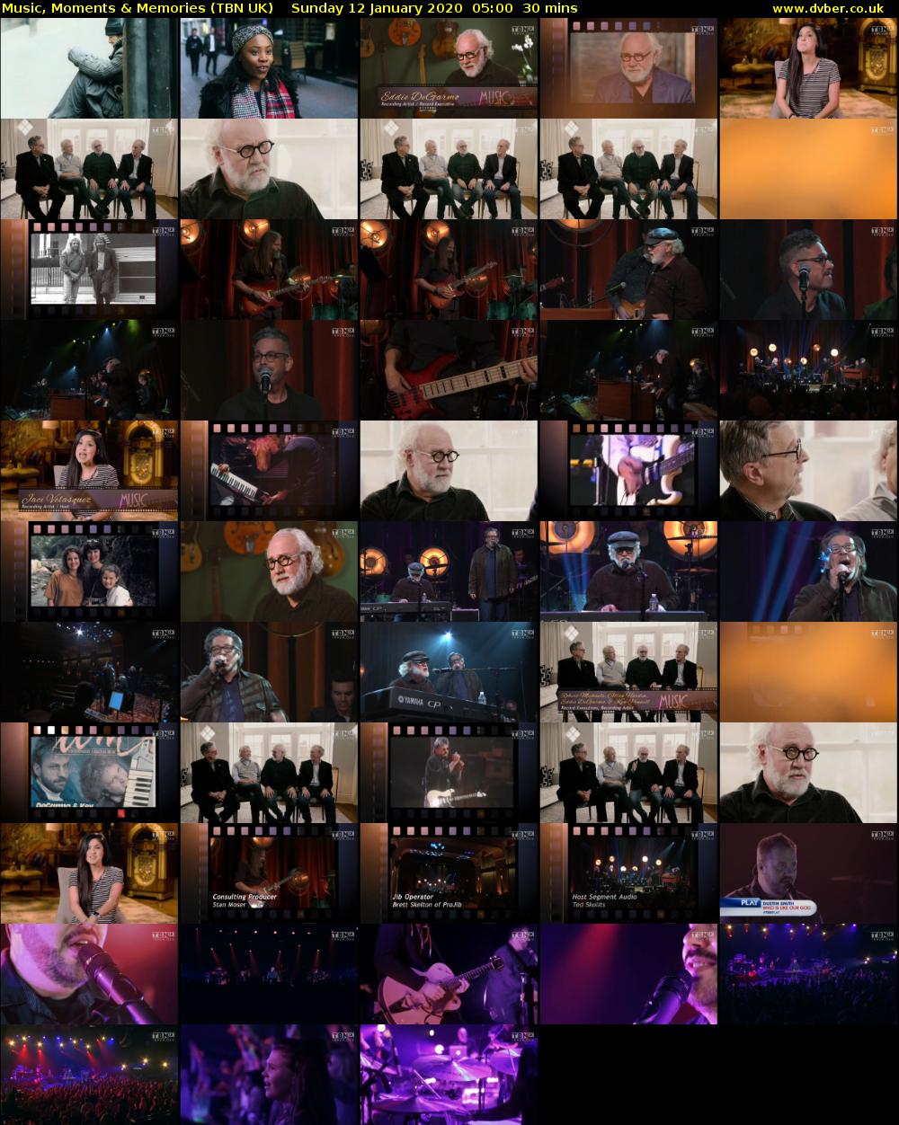 Music, Moments & Memories (TBN UK) Sunday 12 January 2020 05:00 - 05:30