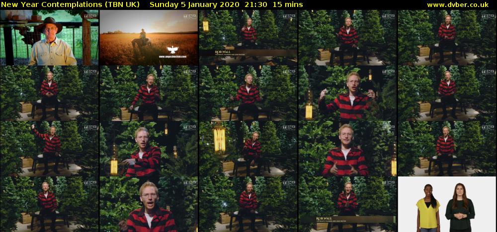 New Year Contemplations (TBN UK) Sunday 5 January 2020 21:30 - 21:45