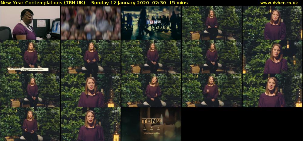 New Year Contemplations (TBN UK) Sunday 12 January 2020 02:30 - 02:45