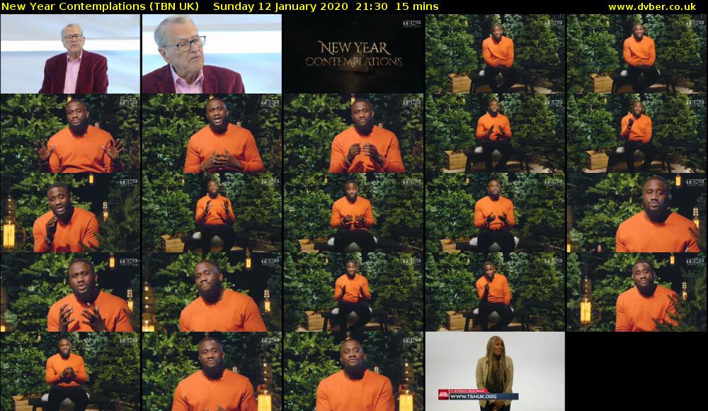 New Year Contemplations (TBN UK) Sunday 12 January 2020 21:30 - 21:45