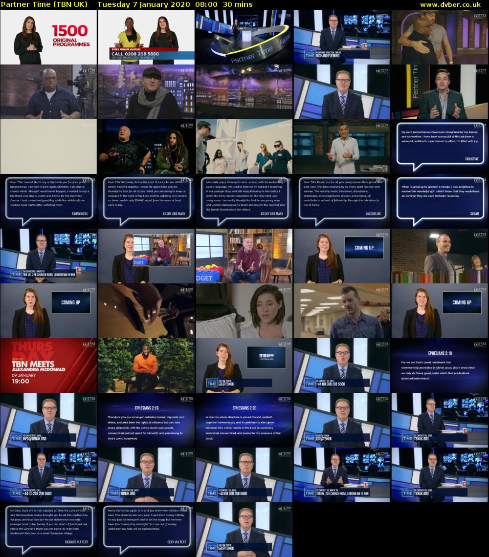Partner Time (TBN UK) Tuesday 7 January 2020 08:00 - 08:30