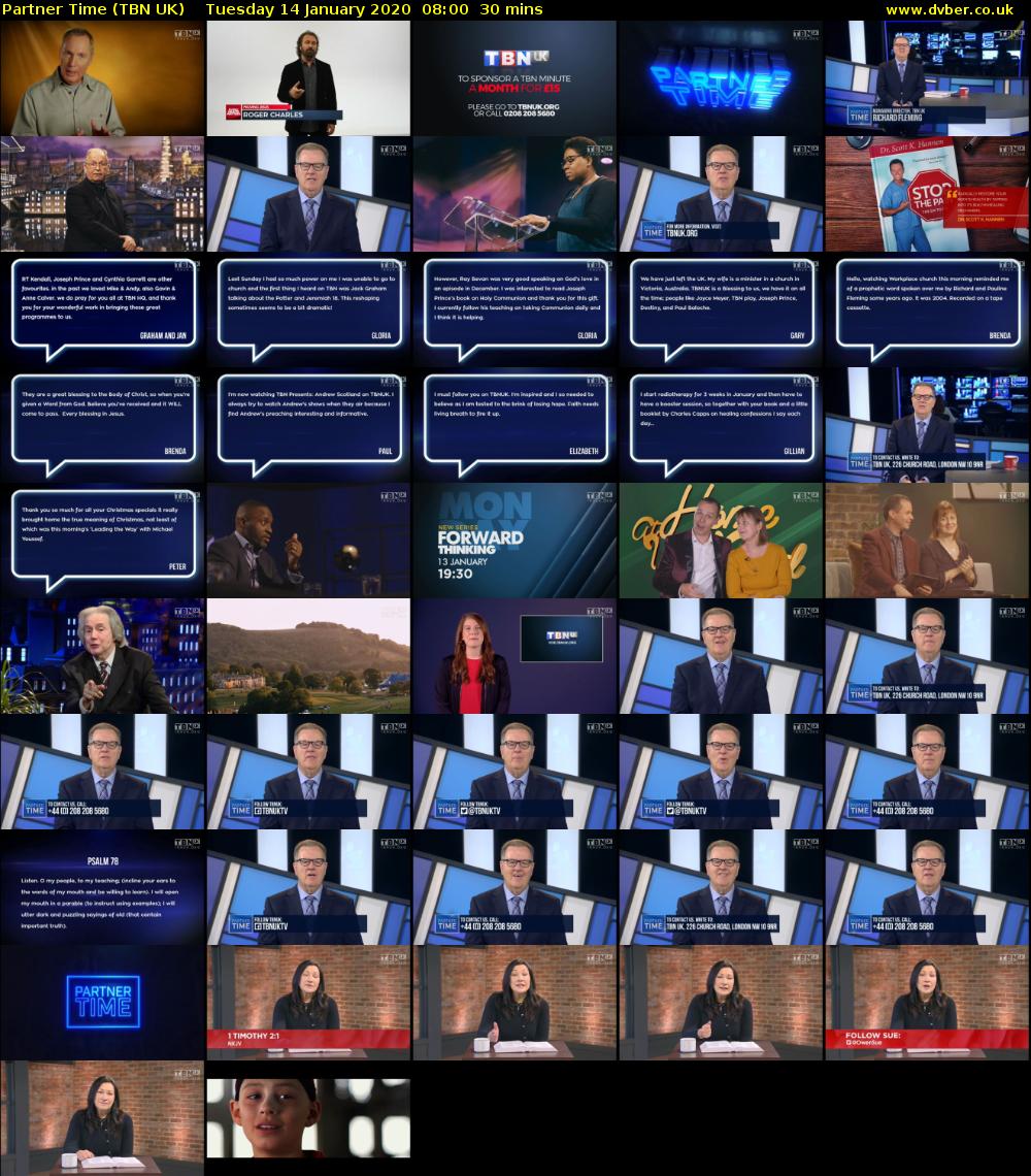 Partner Time (TBN UK) Tuesday 14 January 2020 08:00 - 08:30