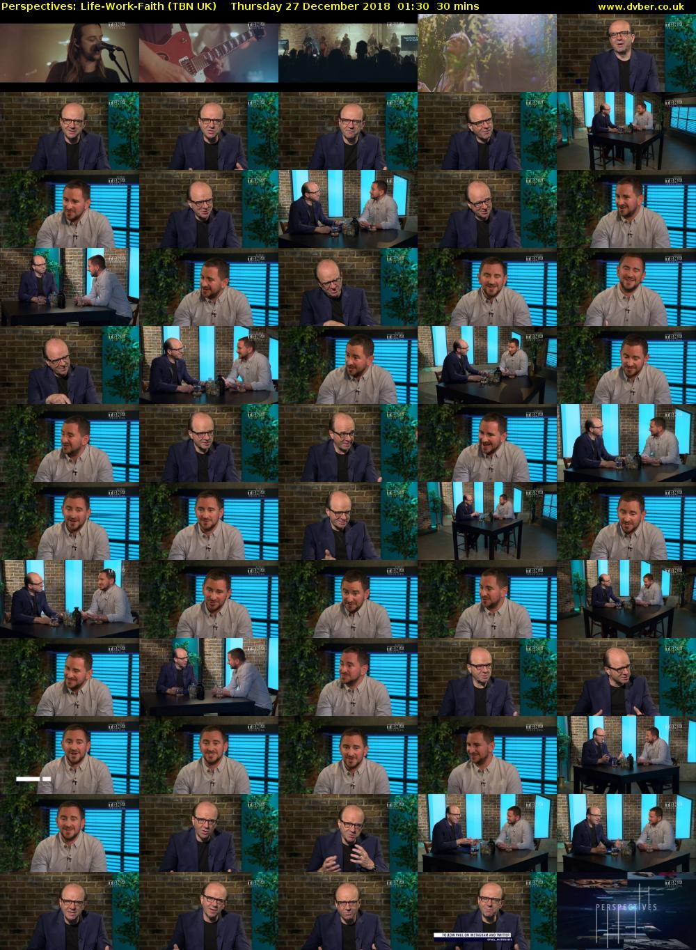 Perspectives: Life-Work-Faith (TBN UK) Thursday 27 December 2018 01:30 - 02:00