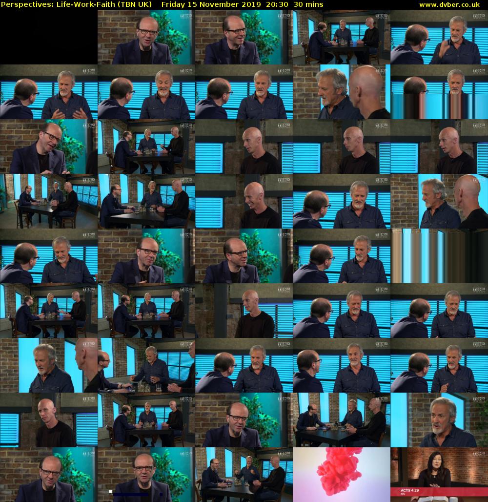 Perspectives: Life-Work-Faith (TBN UK) Friday 15 November 2019 20:30 - 21:00