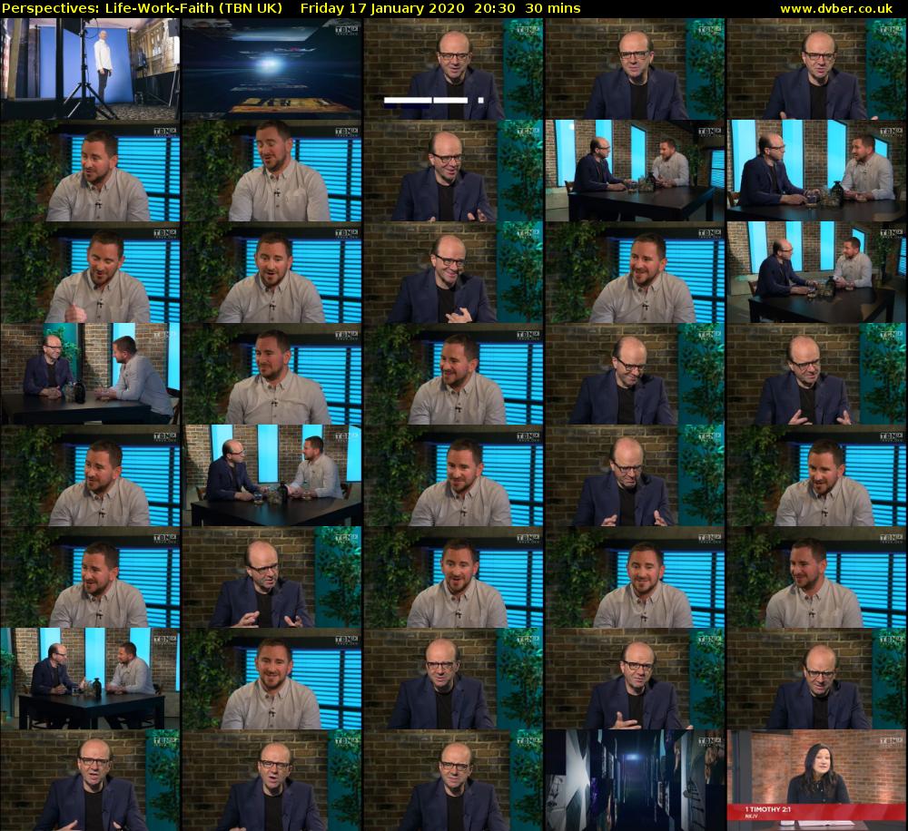 Perspectives: Life-Work-Faith (TBN UK) Friday 17 January 2020 20:30 - 21:00
