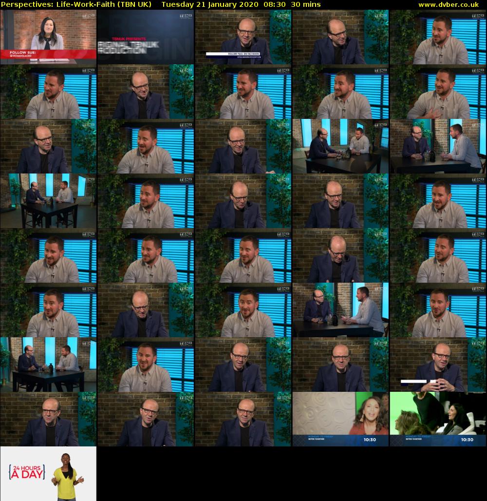 Perspectives: Life-Work-Faith (TBN UK) Tuesday 21 January 2020 08:30 - 09:00