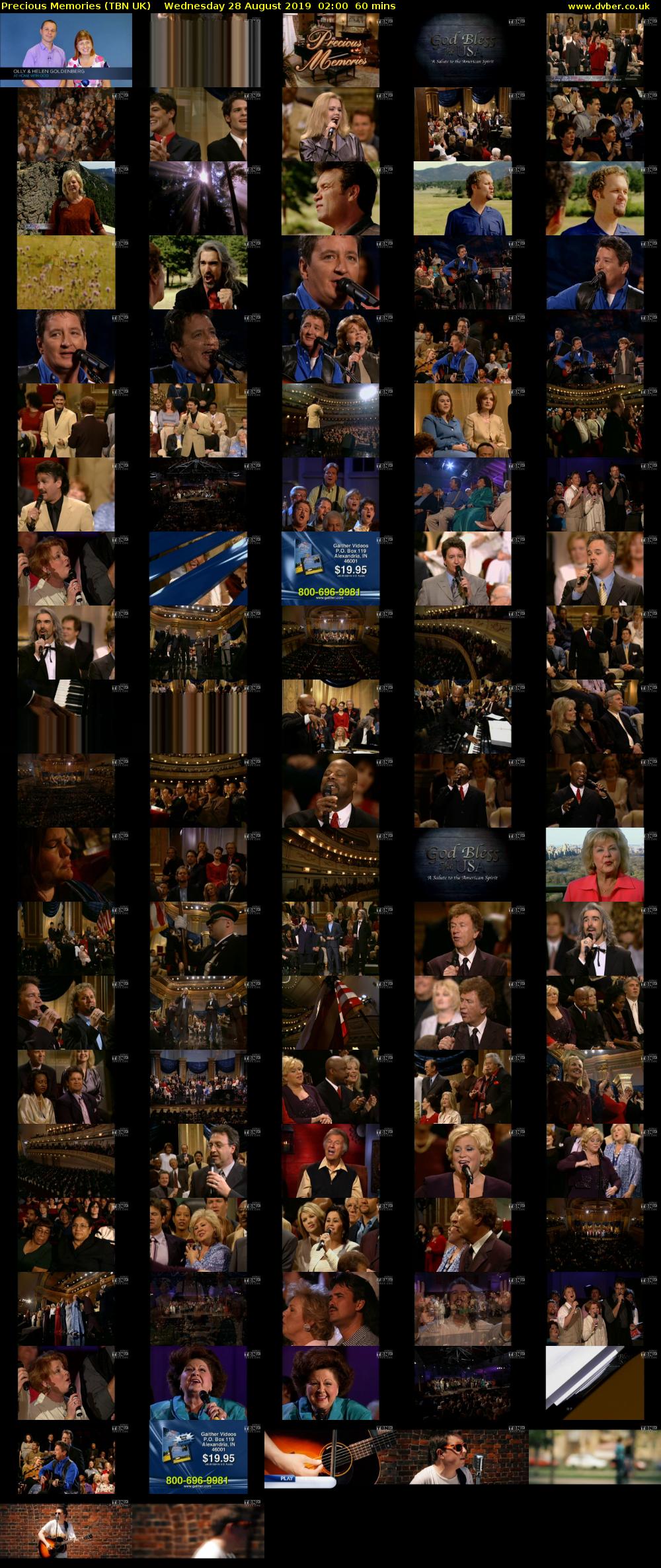 Precious Memories (TBN UK) Wednesday 28 August 2019 02:00 - 03:00