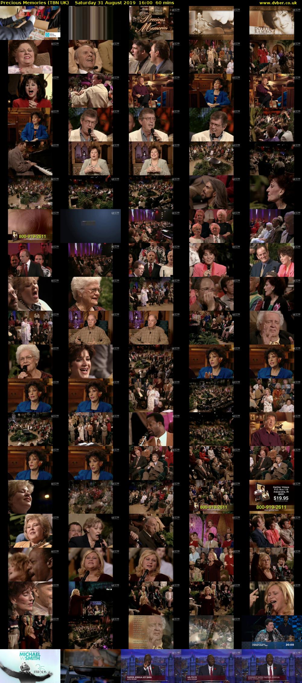 Precious Memories (TBN UK) Saturday 31 August 2019 16:00 - 17:00