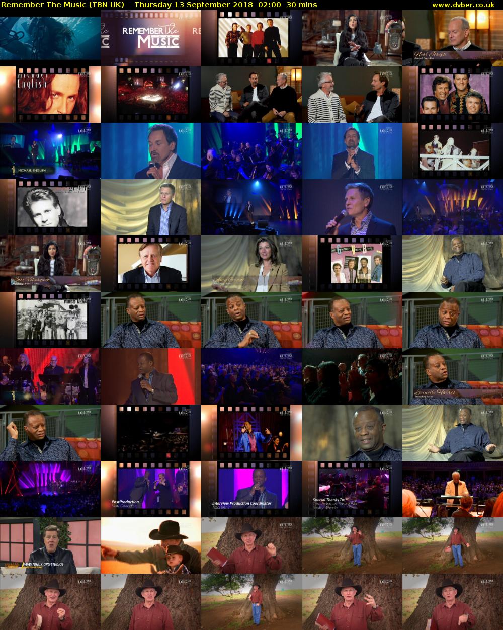Remember The Music (TBN UK) Thursday 13 September 2018 02:00 - 02:30