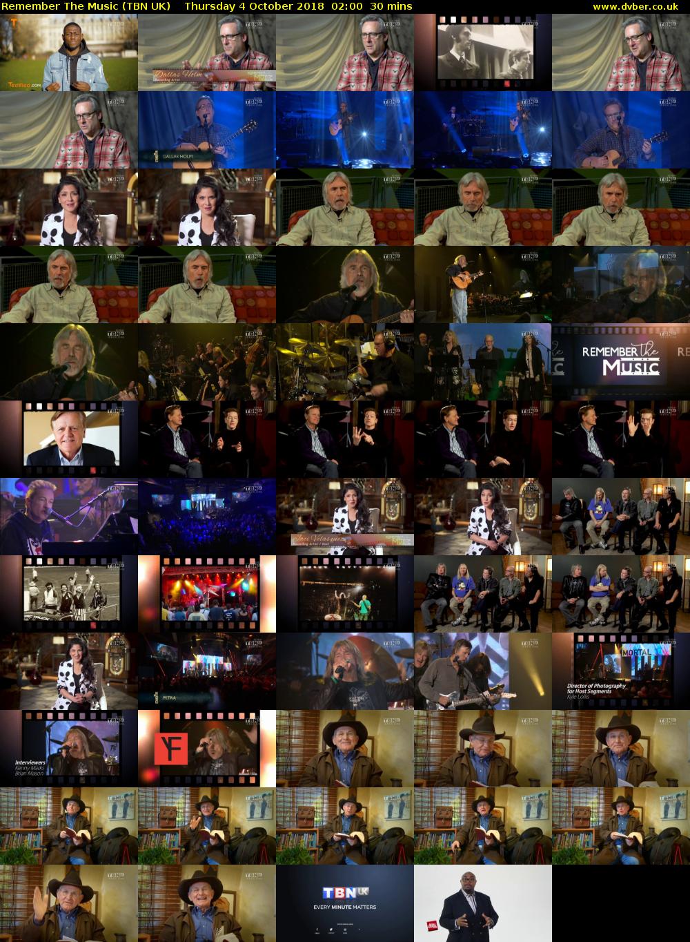 Remember The Music (TBN UK) Thursday 4 October 2018 02:00 - 02:30