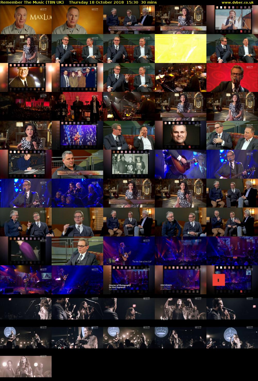 Remember The Music (TBN UK) Thursday 18 October 2018 15:30 - 16:00