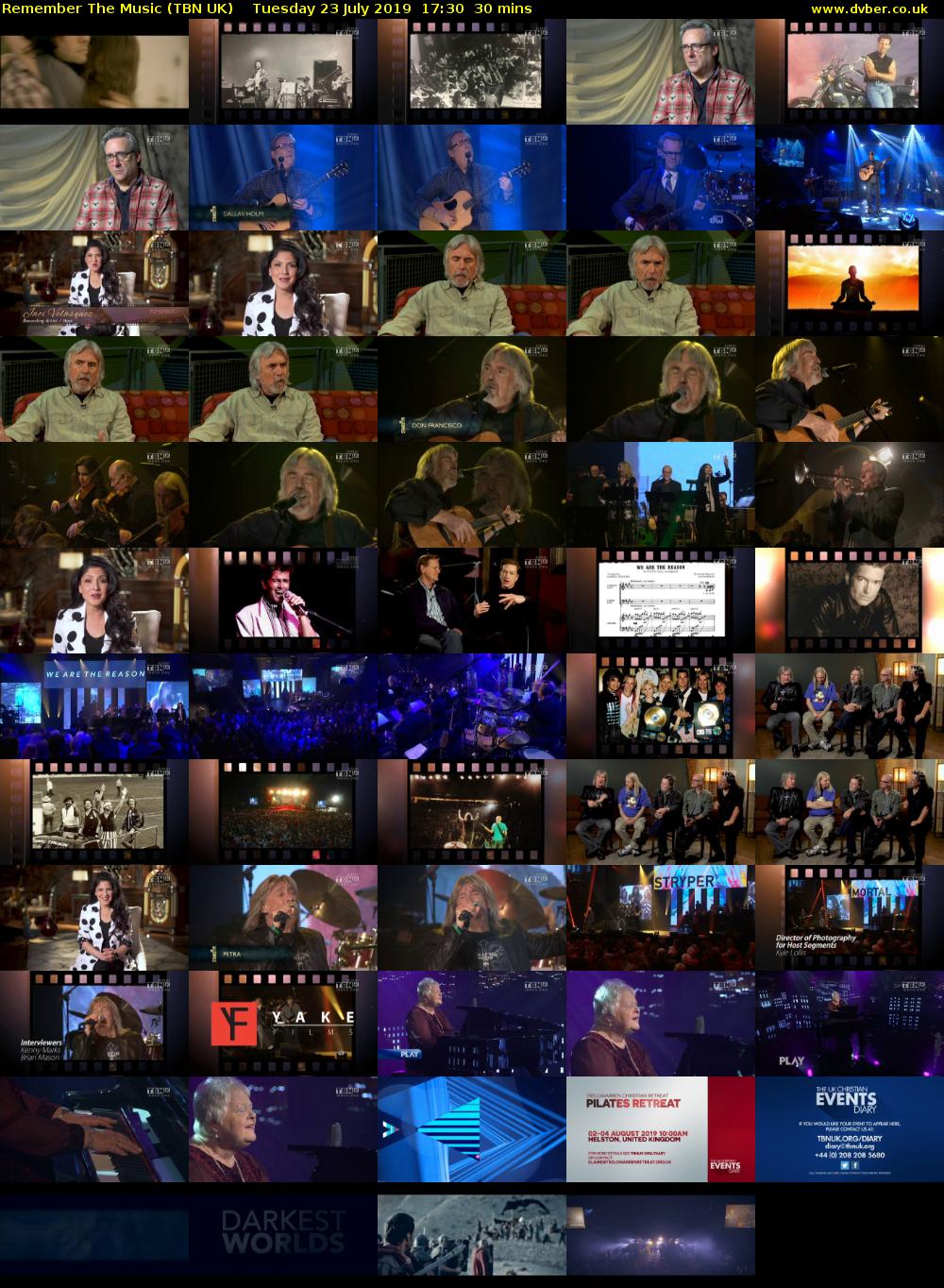 Remember The Music (TBN UK) Tuesday 23 July 2019 17:30 - 18:00