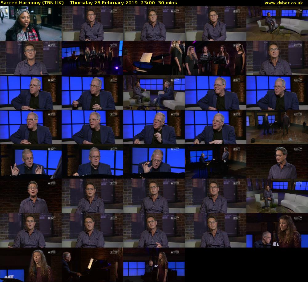 Sacred Harmony (TBN UK) Thursday 28 February 2019 23:00 - 23:30