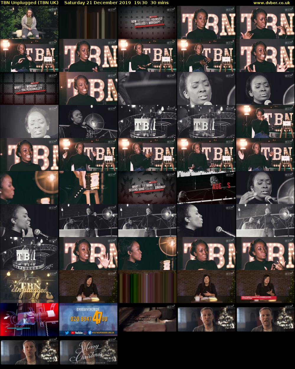 TBN Unplugged (TBN UK) Saturday 21 December 2019 19:30 - 20:00