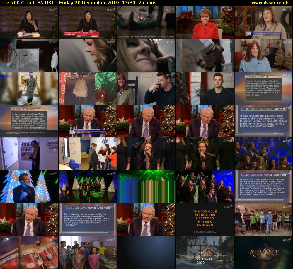 The 700 Club (TBN UK) Friday 20 December 2019 13:30 - 13:55
