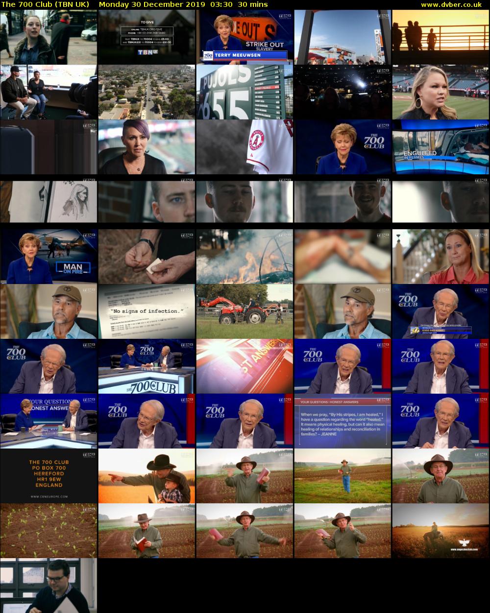 The 700 Club (TBN UK) Monday 30 December 2019 03:30 - 04:00