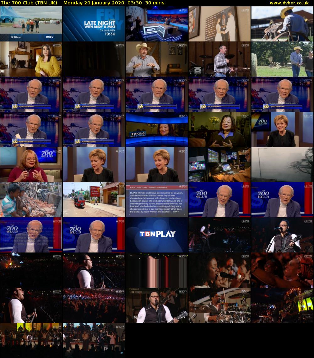The 700 Club (TBN UK) Monday 20 January 2020 03:30 - 04:00