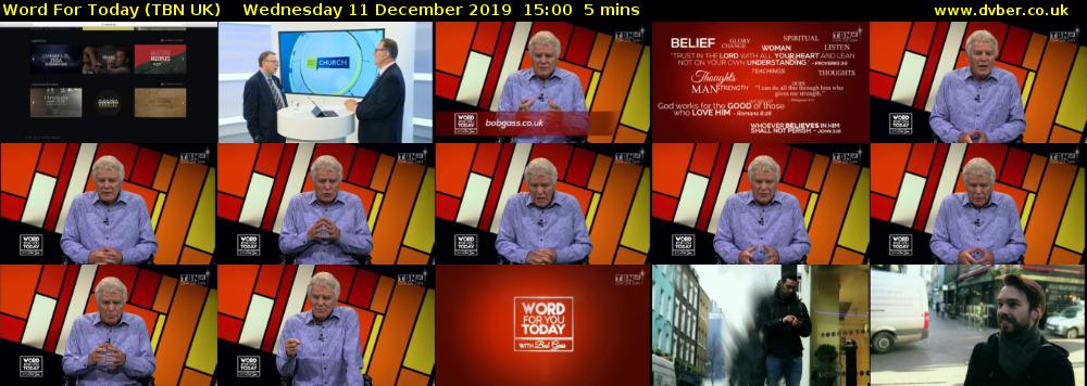 Word For Today (TBN UK) Wednesday 11 December 2019 15:00 - 15:05