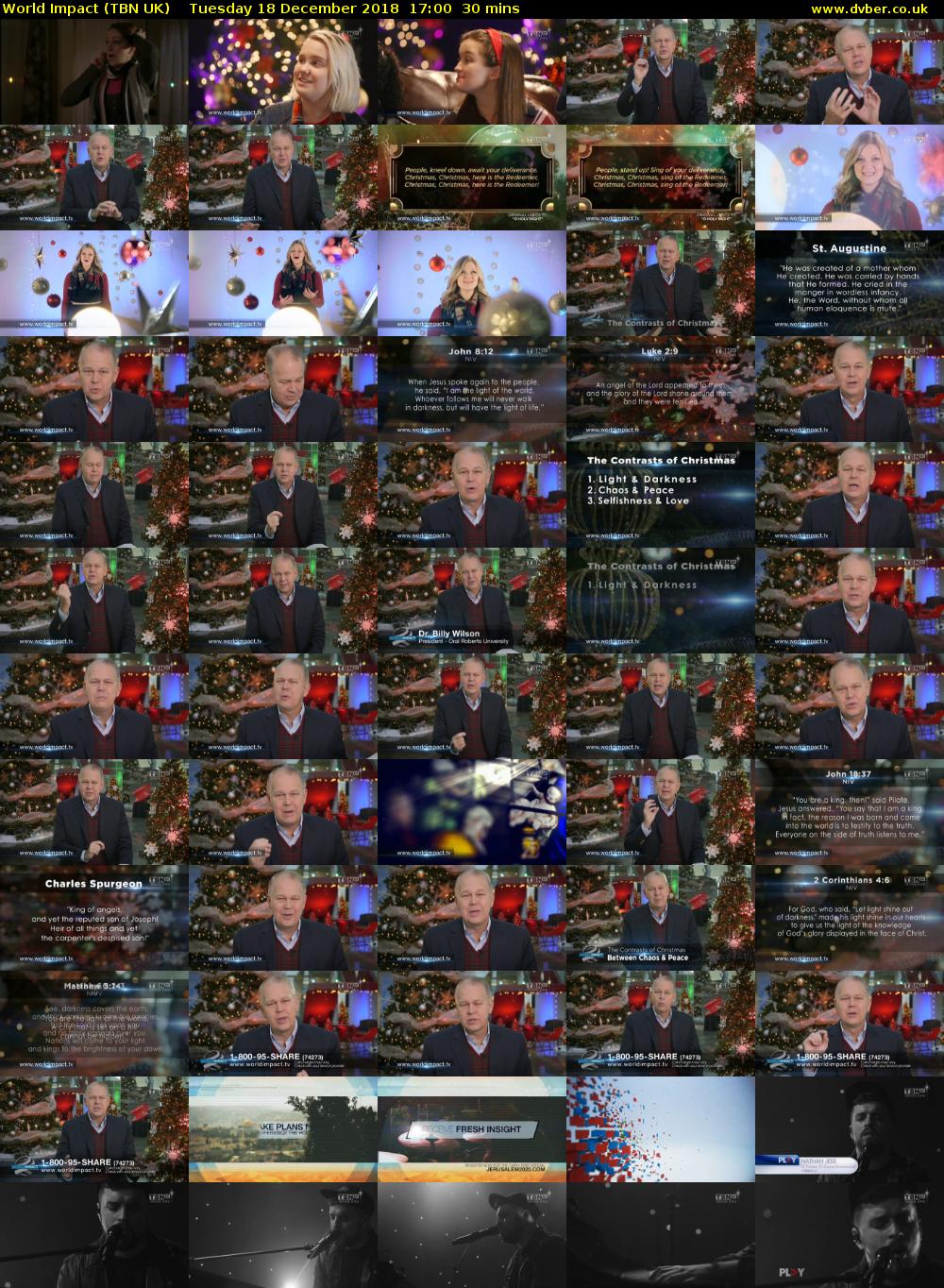 World Impact (TBN UK) Tuesday 18 December 2018 17:00 - 17:30