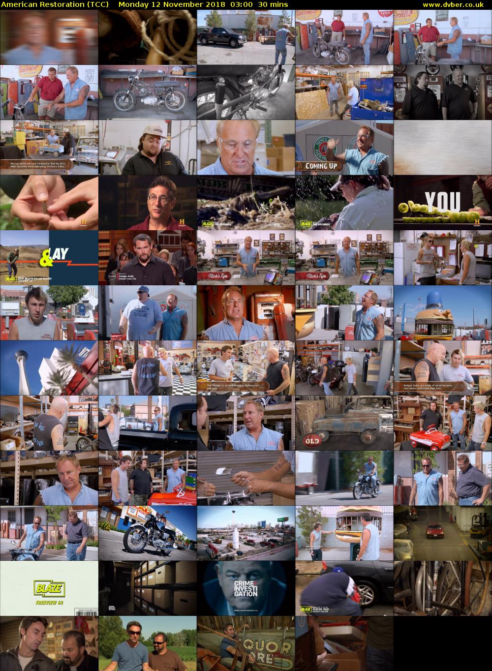 American Restoration (TCC) Monday 12 November 2018 03:00 - 03:30