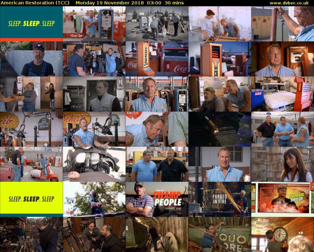 American Restoration (TCC) Monday 19 November 2018 03:00 - 03:30