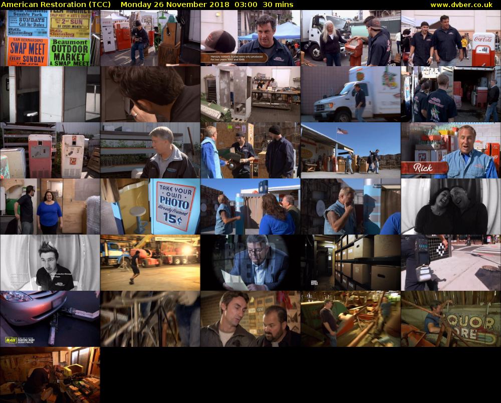 American Restoration (TCC) Monday 26 November 2018 03:00 - 03:30