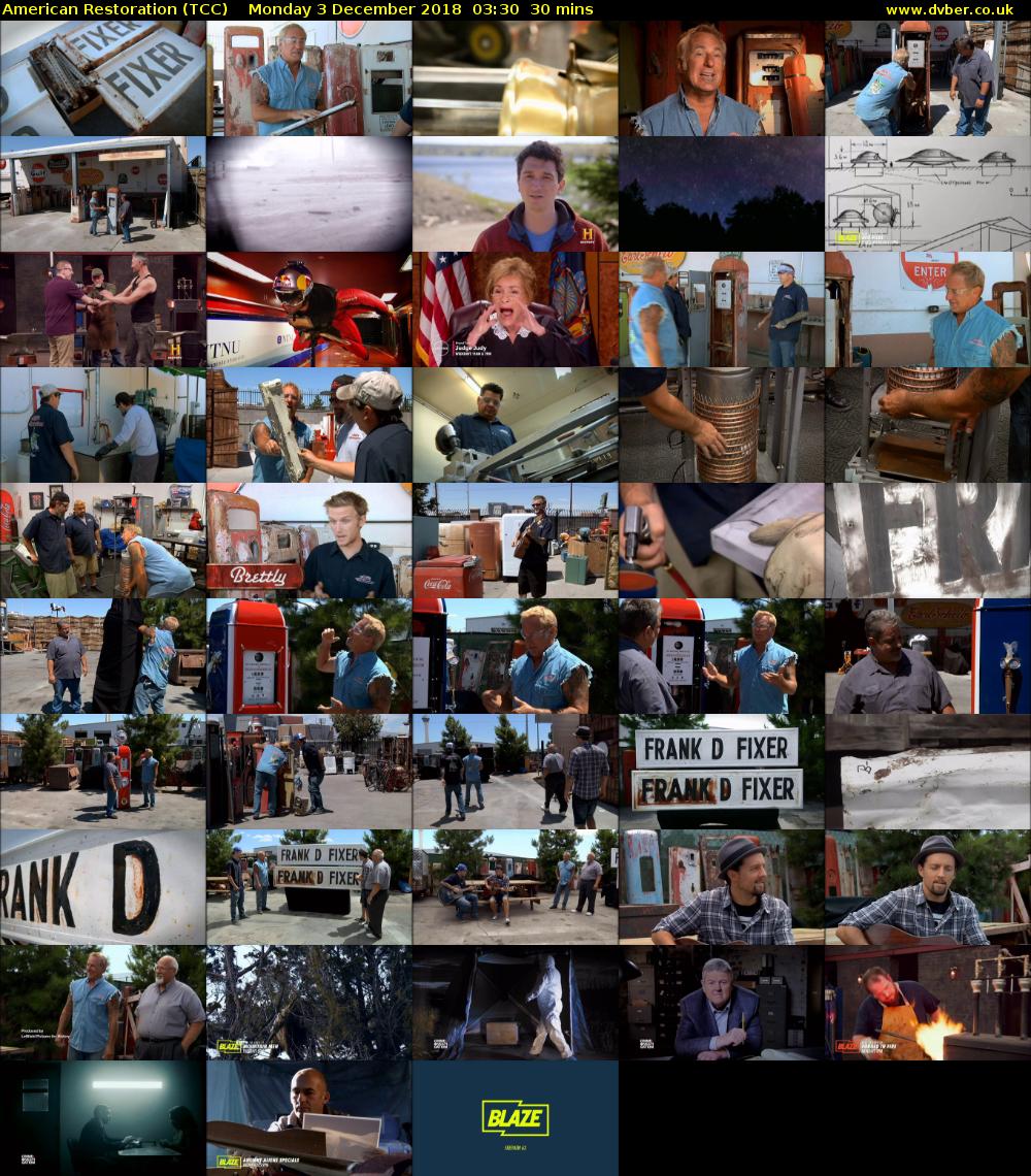 American Restoration (TCC) Monday 3 December 2018 03:30 - 04:00