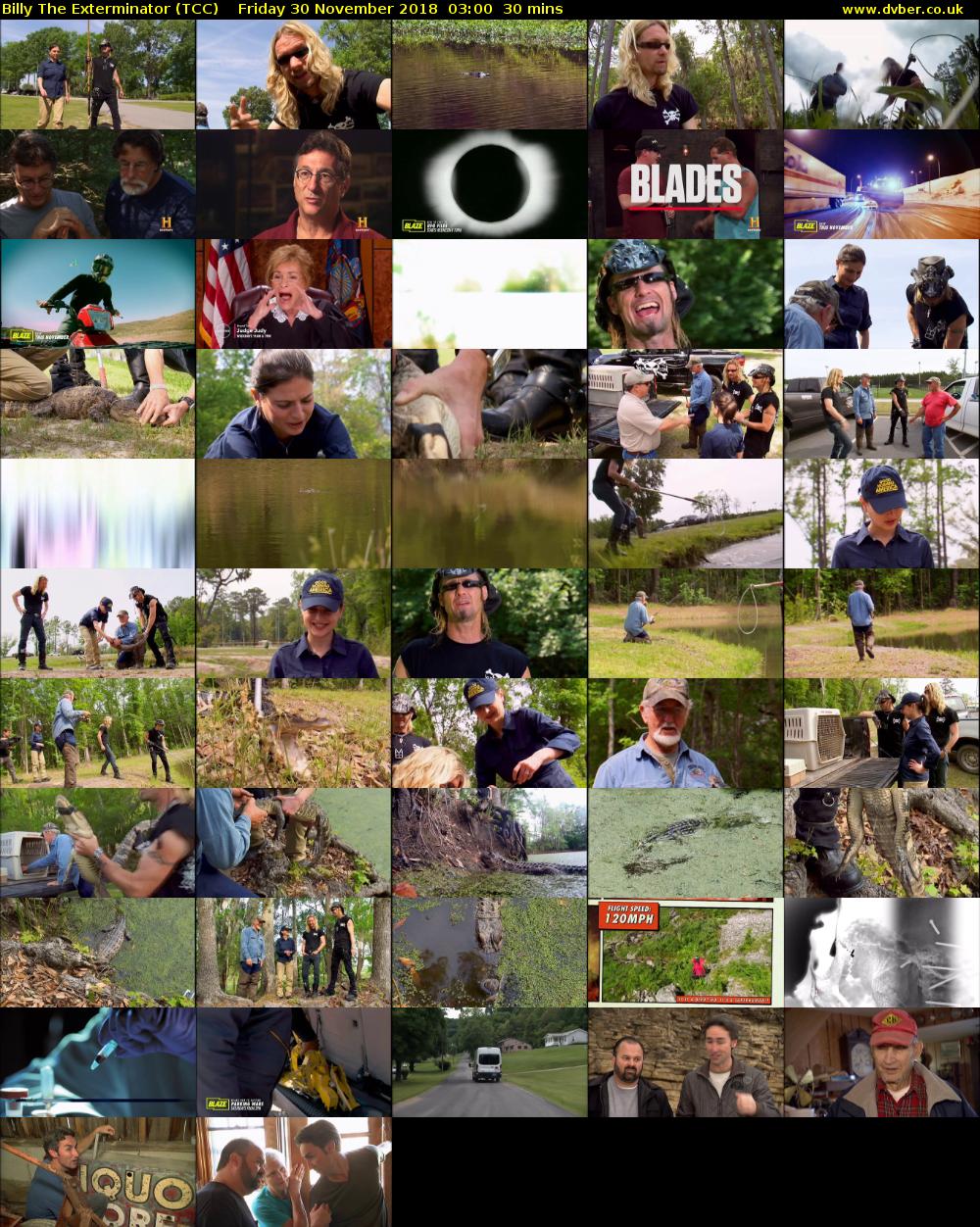 Billy The Exterminator (TCC) Friday 30 November 2018 03:00 - 03:30