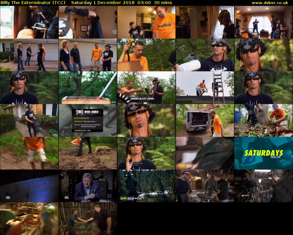 Billy The Exterminator (TCC) Saturday 1 December 2018 03:00 - 03:30