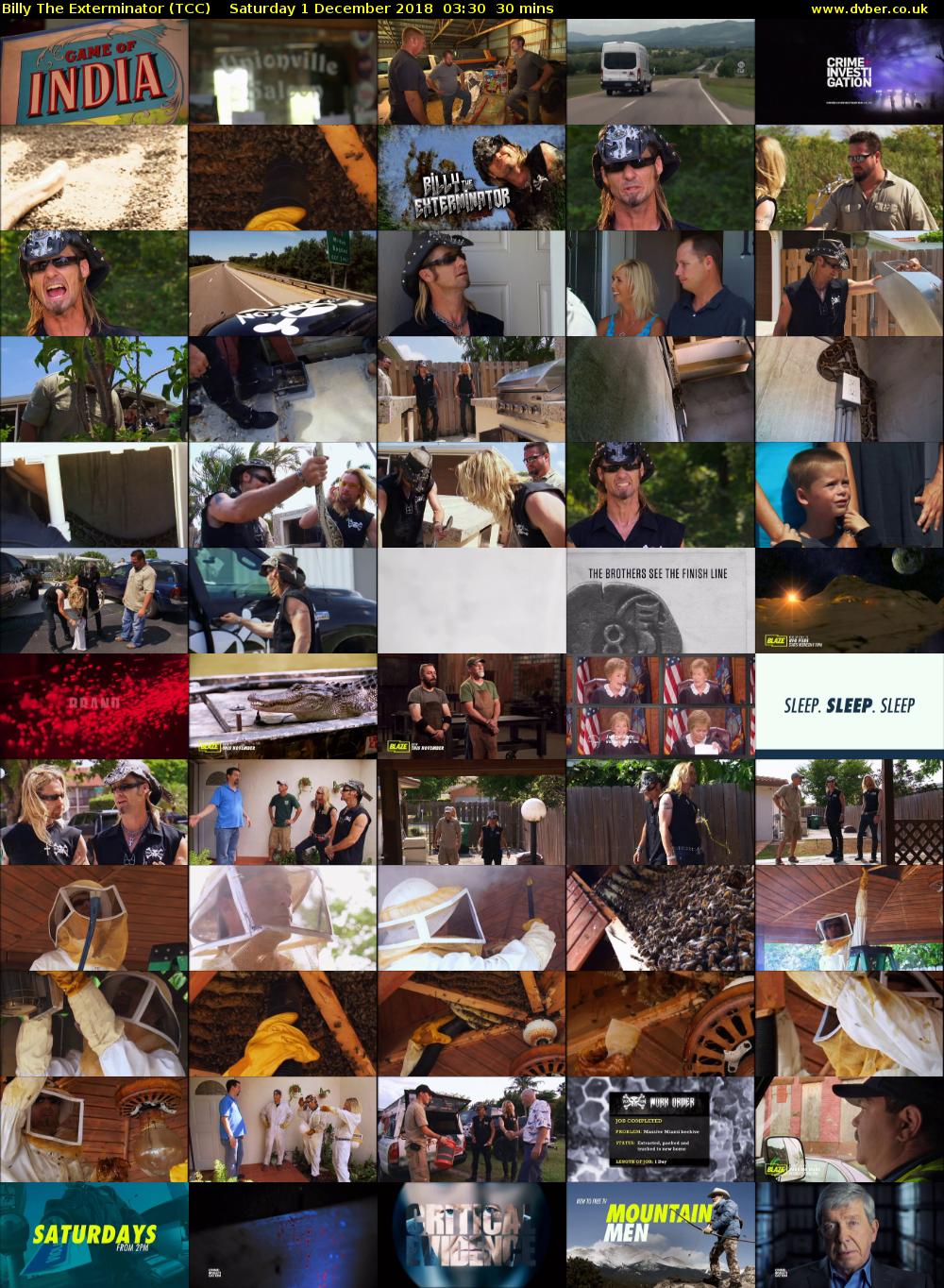Billy The Exterminator (TCC) Saturday 1 December 2018 03:30 - 04:00