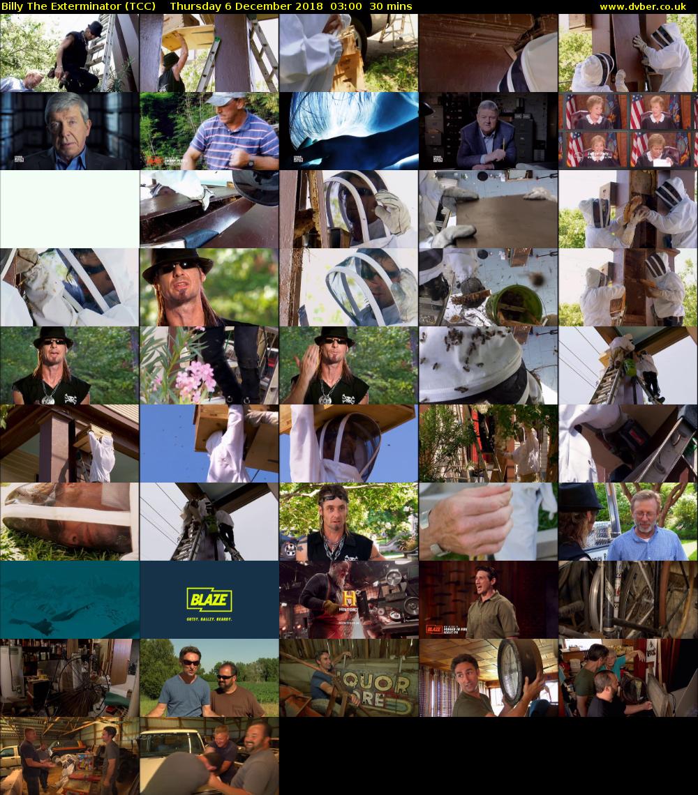 Billy The Exterminator (TCC) Thursday 6 December 2018 03:00 - 03:30