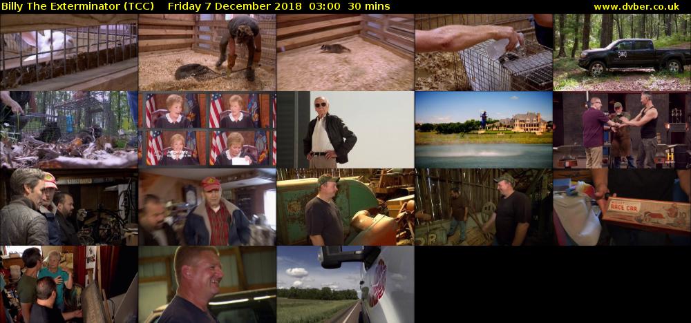 Billy The Exterminator (TCC) Friday 7 December 2018 03:00 - 03:30