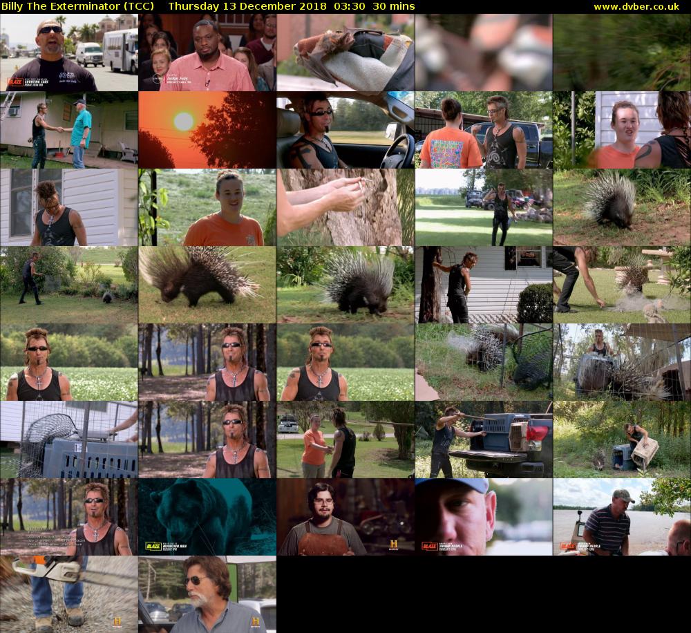 Billy The Exterminator (TCC) Thursday 13 December 2018 03:30 - 04:00