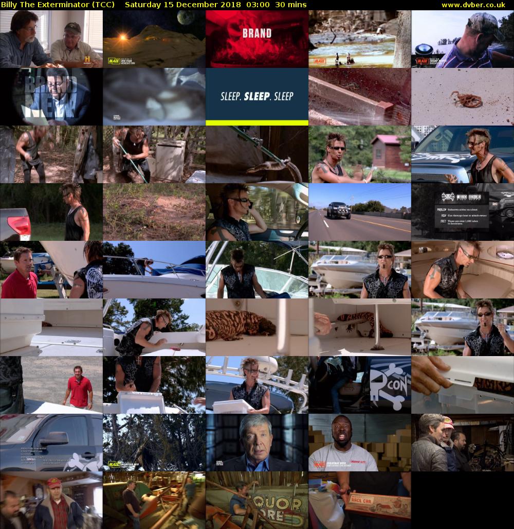 Billy The Exterminator (TCC) Saturday 15 December 2018 03:00 - 03:30