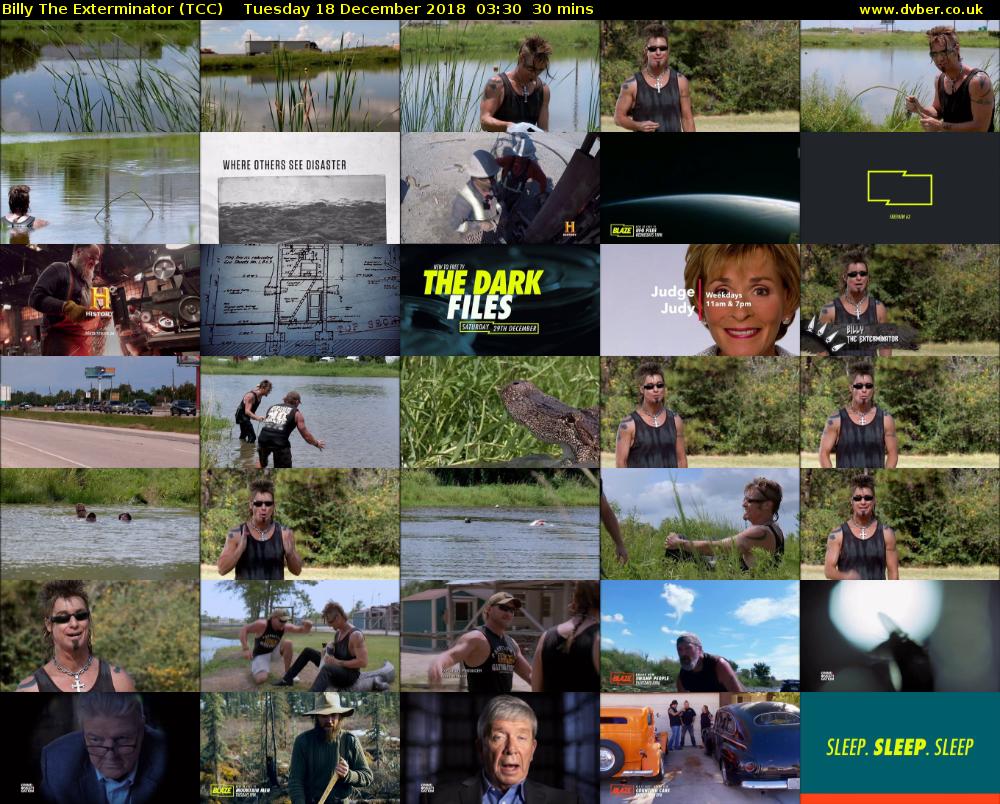 Billy The Exterminator (TCC) Tuesday 18 December 2018 03:30 - 04:00