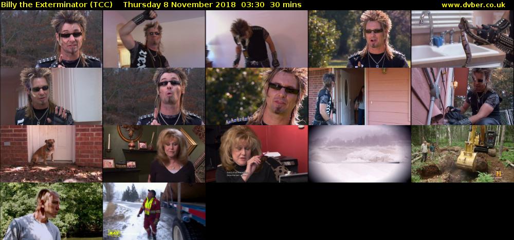 Billy the Exterminator (TCC) Thursday 8 November 2018 03:30 - 04:00