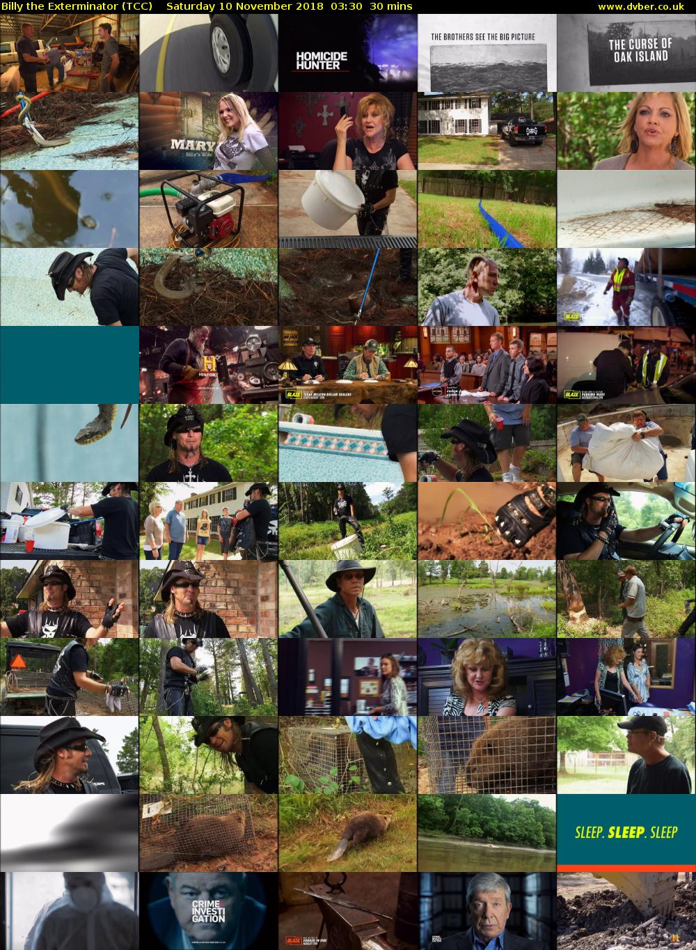 Billy the Exterminator (TCC) Saturday 10 November 2018 03:30 - 04:00