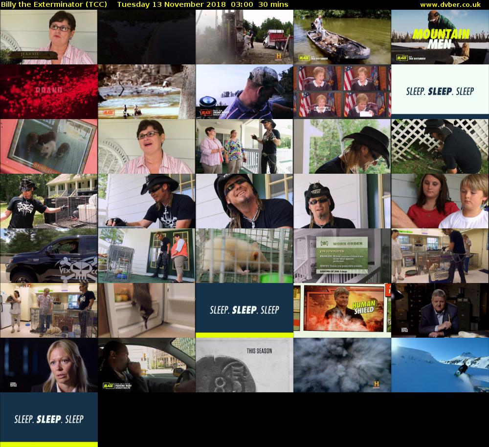 Billy the Exterminator (TCC) Tuesday 13 November 2018 03:00 - 03:30