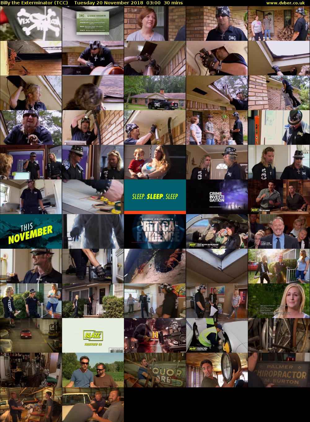 Billy the Exterminator (TCC) Tuesday 20 November 2018 03:00 - 03:30