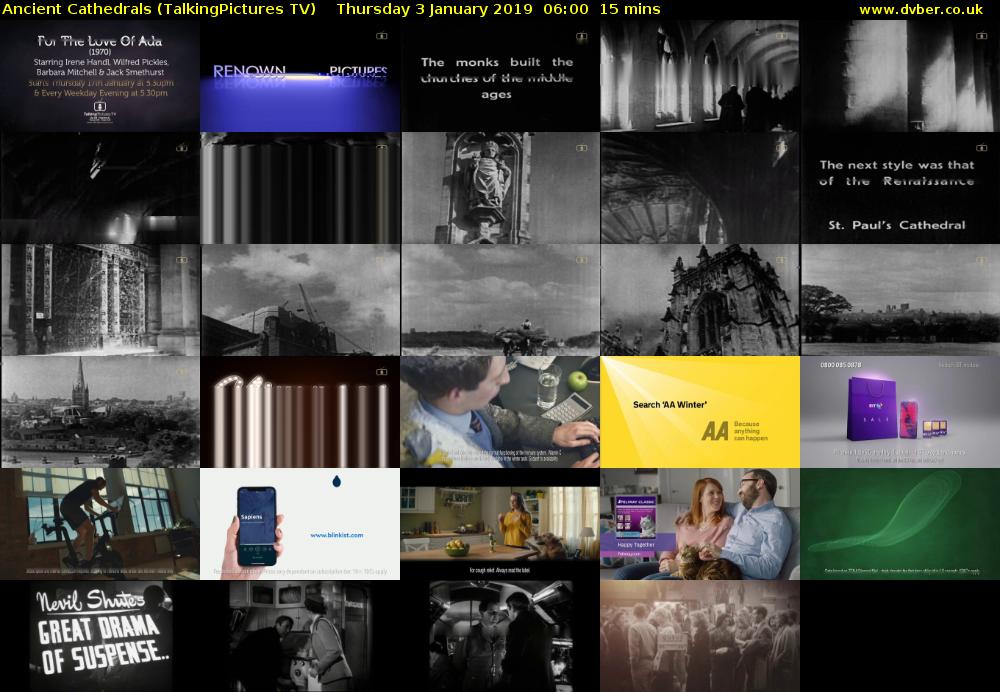 Ancient Cathedrals (TalkingPictures TV) Thursday 3 January 2019 06:00 - 06:15