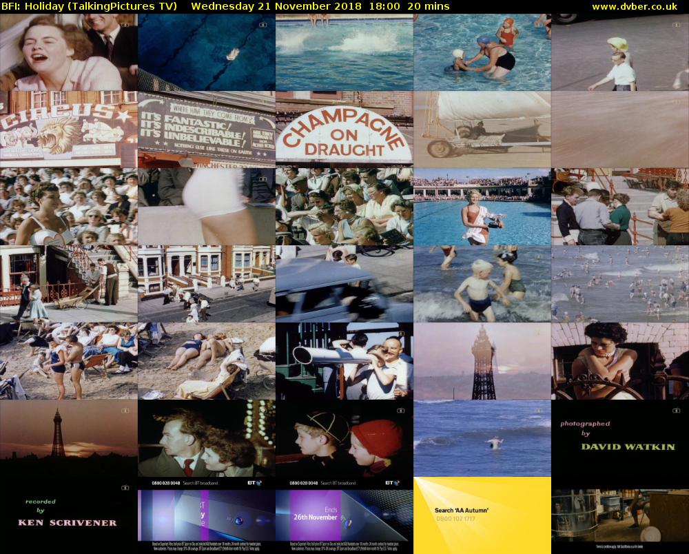 BFI: Holiday (TalkingPictures TV) Wednesday 21 November 2018 18:00 - 18:20