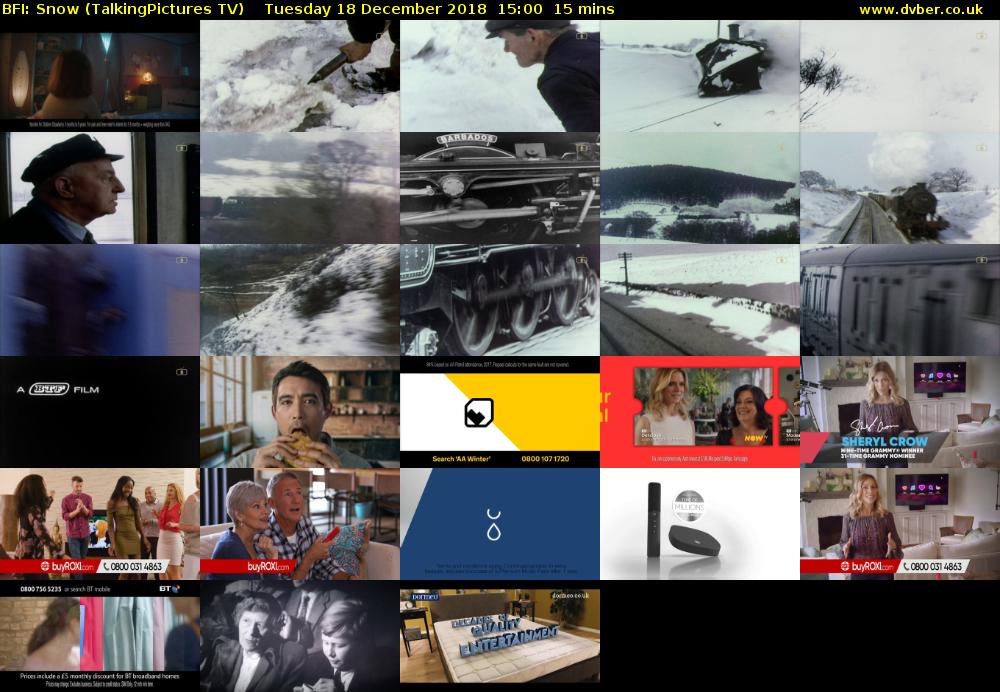 BFI: Snow (TalkingPictures TV) Tuesday 18 December 2018 15:00 - 15:15