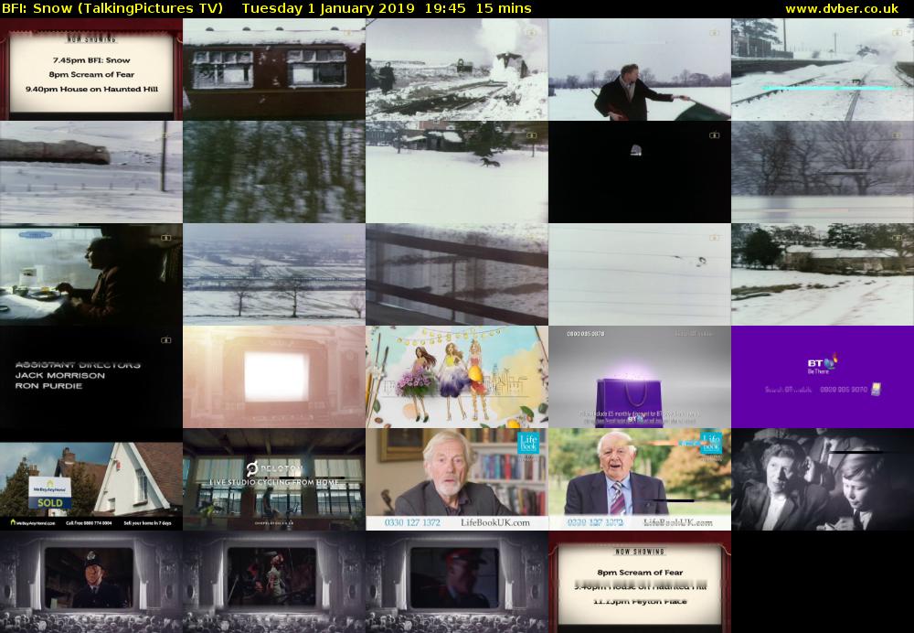 BFI: Snow (TalkingPictures TV) Tuesday 1 January 2019 19:45 - 20:00