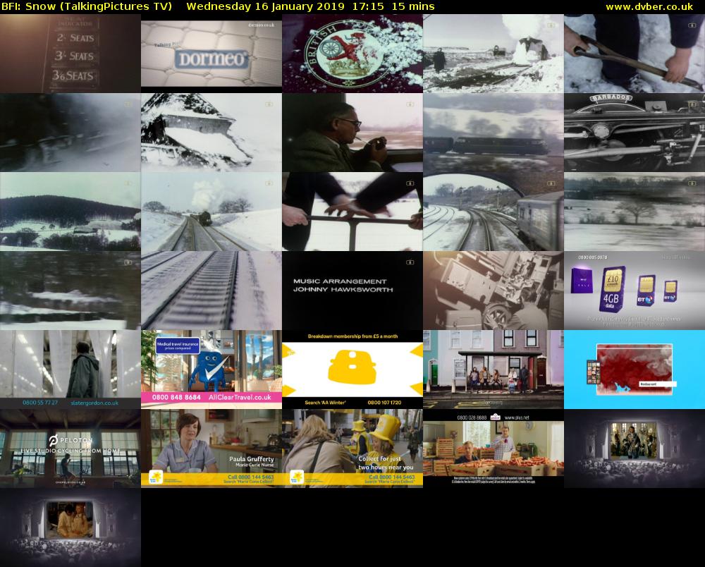 BFI: Snow (TalkingPictures TV) Wednesday 16 January 2019 17:15 - 17:30