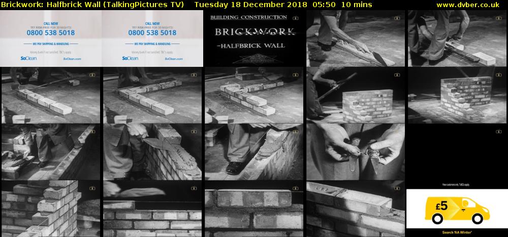 Brickwork: Halfbrick Wall (TalkingPictures TV) Tuesday 18 December 2018 05:50 - 06:00