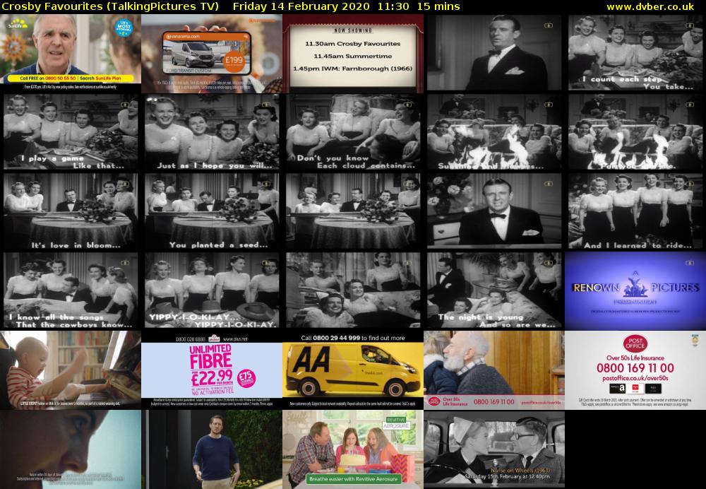 Crosby Favourites (TalkingPictures TV) Friday 14 February 2020 11:30 - 11:45