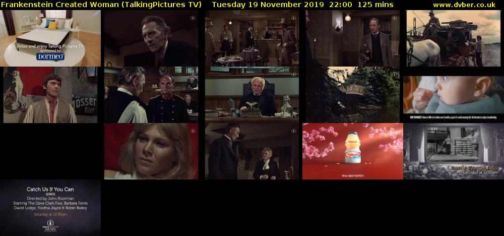 Frankenstein Created Woman (TalkingPictures TV) Tuesday 19 November 2019 22:00 - 00:05