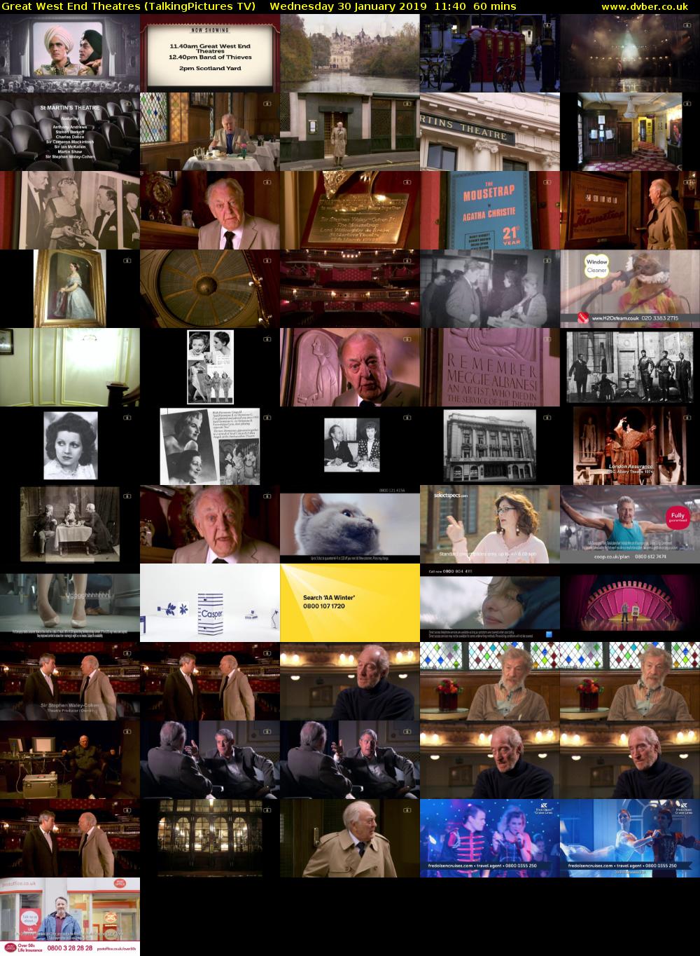 Great West End Theatres (TalkingPictures TV) Wednesday 30 January 2019 11:40 - 12:40