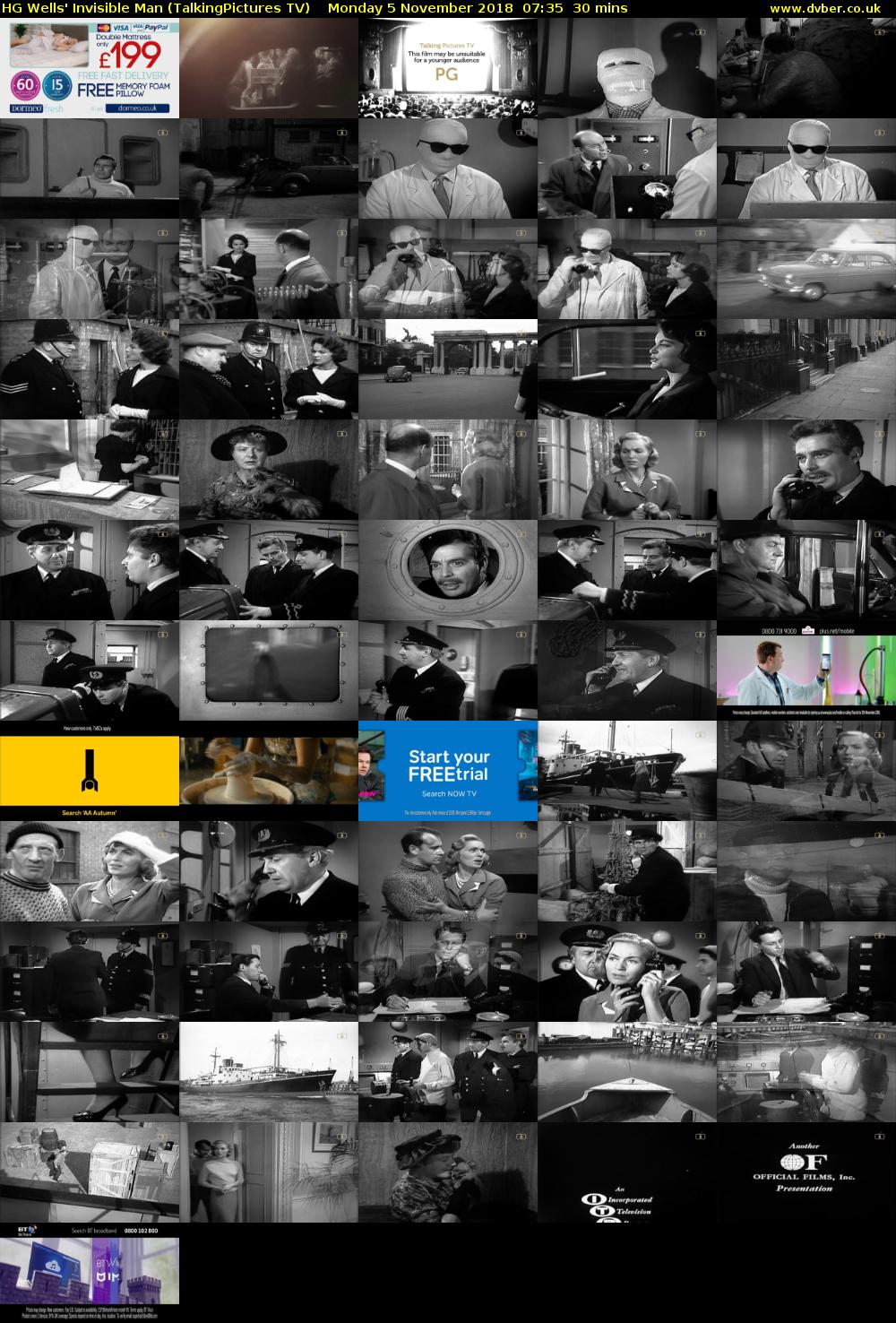 HG Wells' Invisible Man (TalkingPictures TV) Monday 5 November 2018 07:35 - 08:05