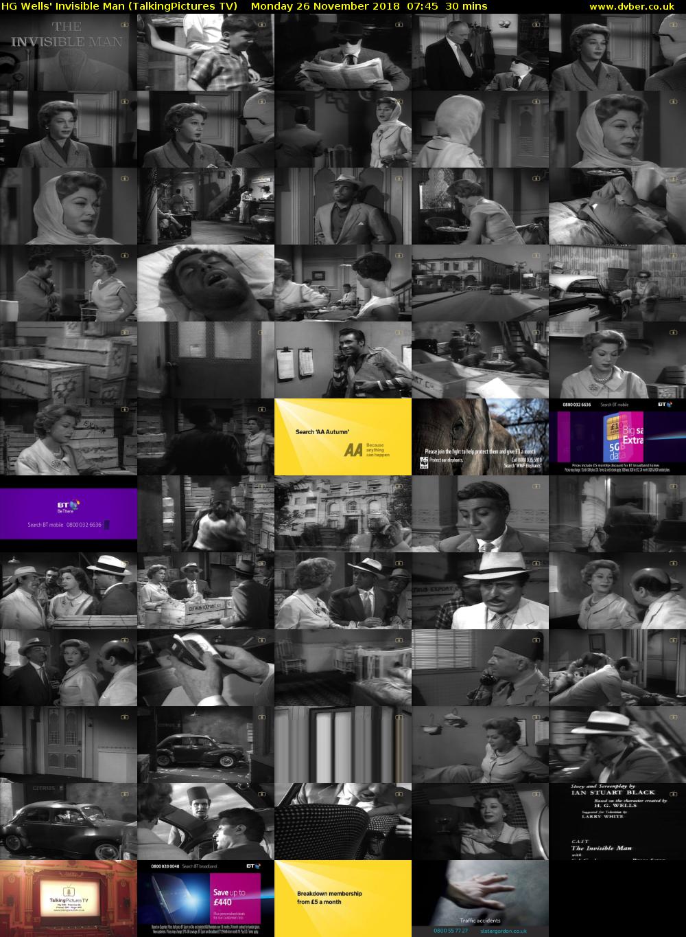 HG Wells' Invisible Man (TalkingPictures TV) Monday 26 November 2018 07:45 - 08:15